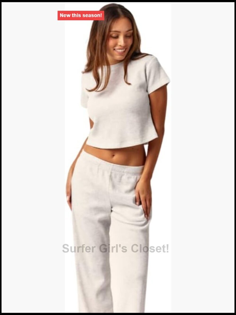 Waffle Knit Lounge Set - Baby Tee and Sweatpants